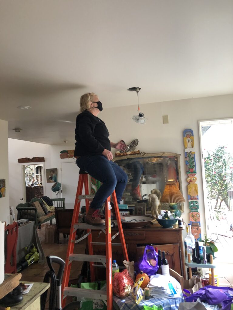 Generator Installation 2 carol fixing a light